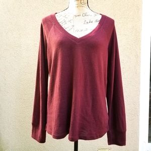 SANCTUARY V NECK SWEATER BURGUNDY COLOR SIZE L